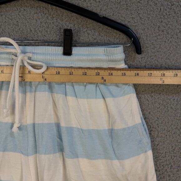 Blue White Striped Pajama Set Hoodie Top & Shorts Women’s FITSLIKE Medium Lounge - Picture 11 of 12